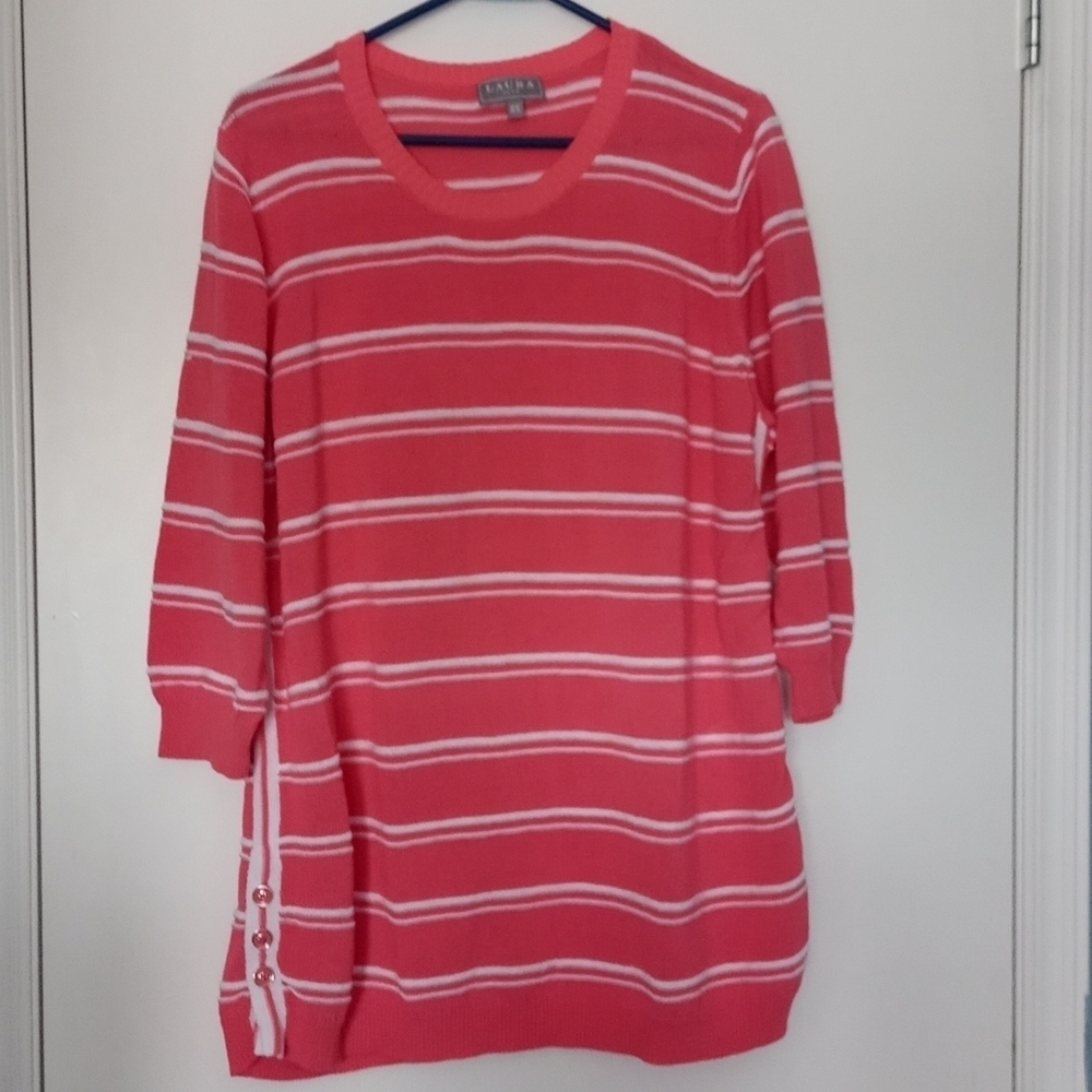 Laura Plus Knit Striped 3/4 Sleeve Top